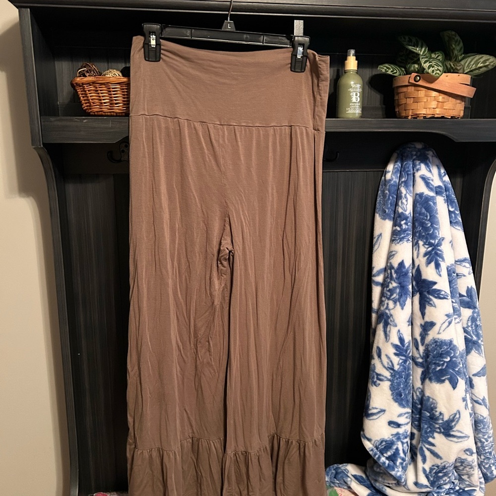 Brown Ruffle Pants